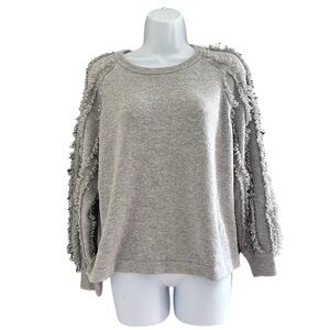 1. STATE Gray Fringe Stretchy Sweater